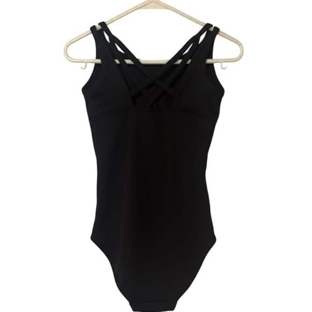 Danskin Girls Leotard Black Strappy Back Dance Gymnastics 4/5
